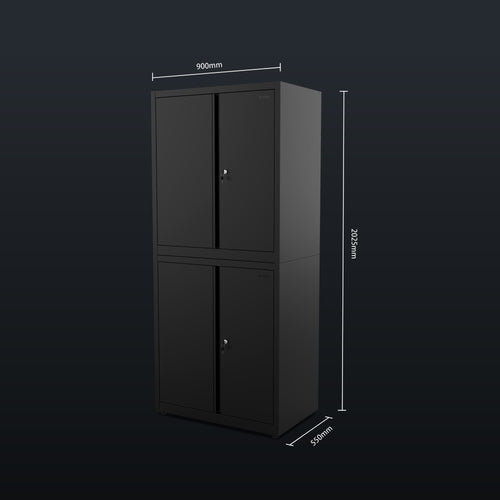 IVON Svart Pulverlackat Högskåp Black Series – med justerbar hylla och stilren design för strukturerad förvaring i garage eller verkstad.