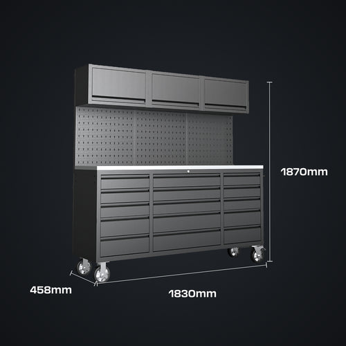 IVON Black Series Flyttbar Garageinredning 183x50 cm