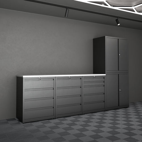 IVON Arbetsbänk Black Series Mini Inkl Högskåp (315 cm)