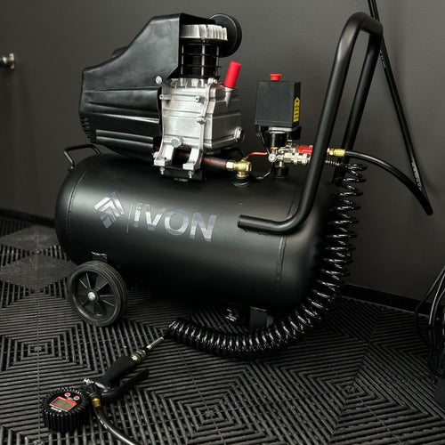 IVON Kompressor 40L med spiralslang och digitalt tryckluftsmunstycke